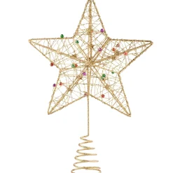 Käthe Wohlfahrt Baumspitze Stern Mit Bunten Perlen, Gold