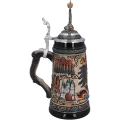 Käthe Wohlfahrt Bierkrug Mit Zinnadler "Deutschland", Bunt-Natur, 0,5 Liter