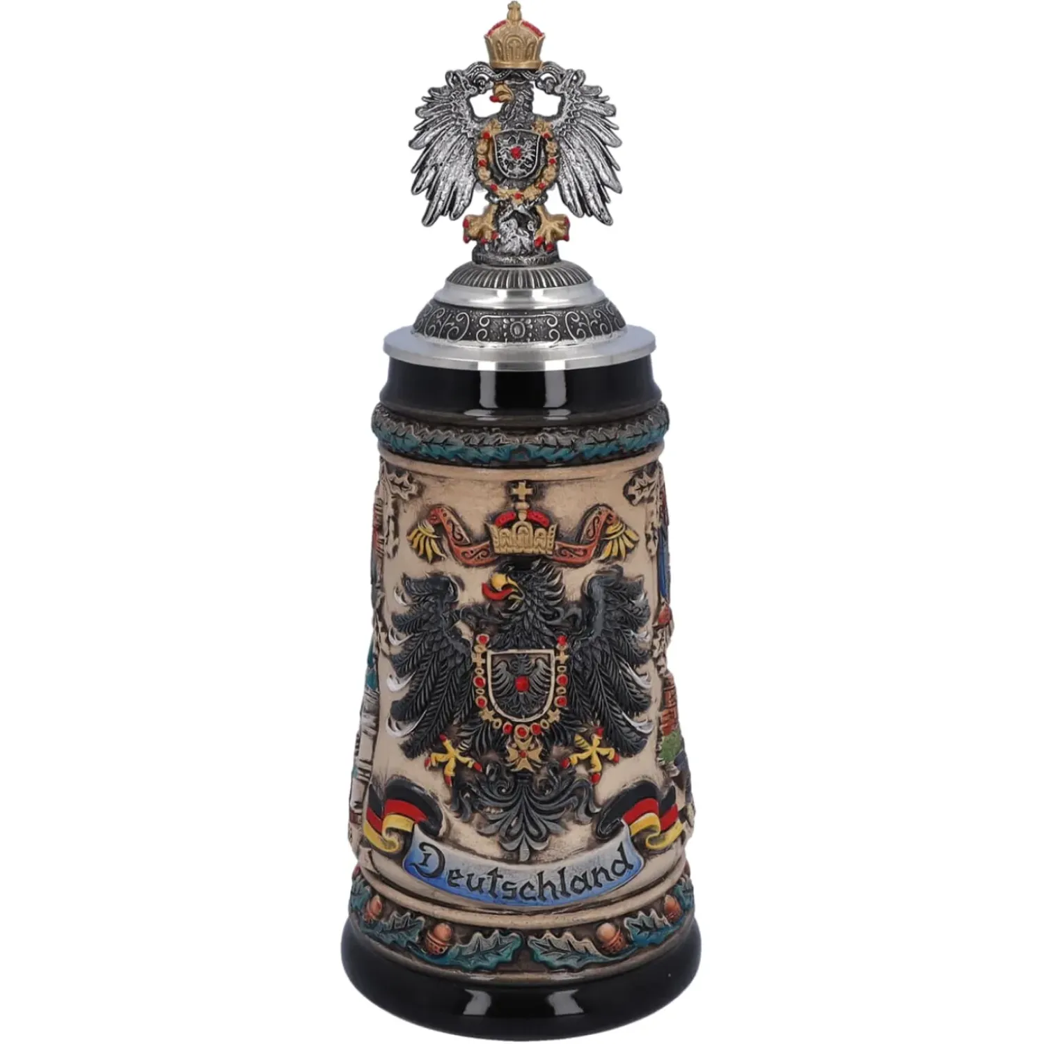 Käthe Wohlfahrt Bierkrug Mit Zinnadler "Deutschland", Bunt-Natur, 0,5 Liter