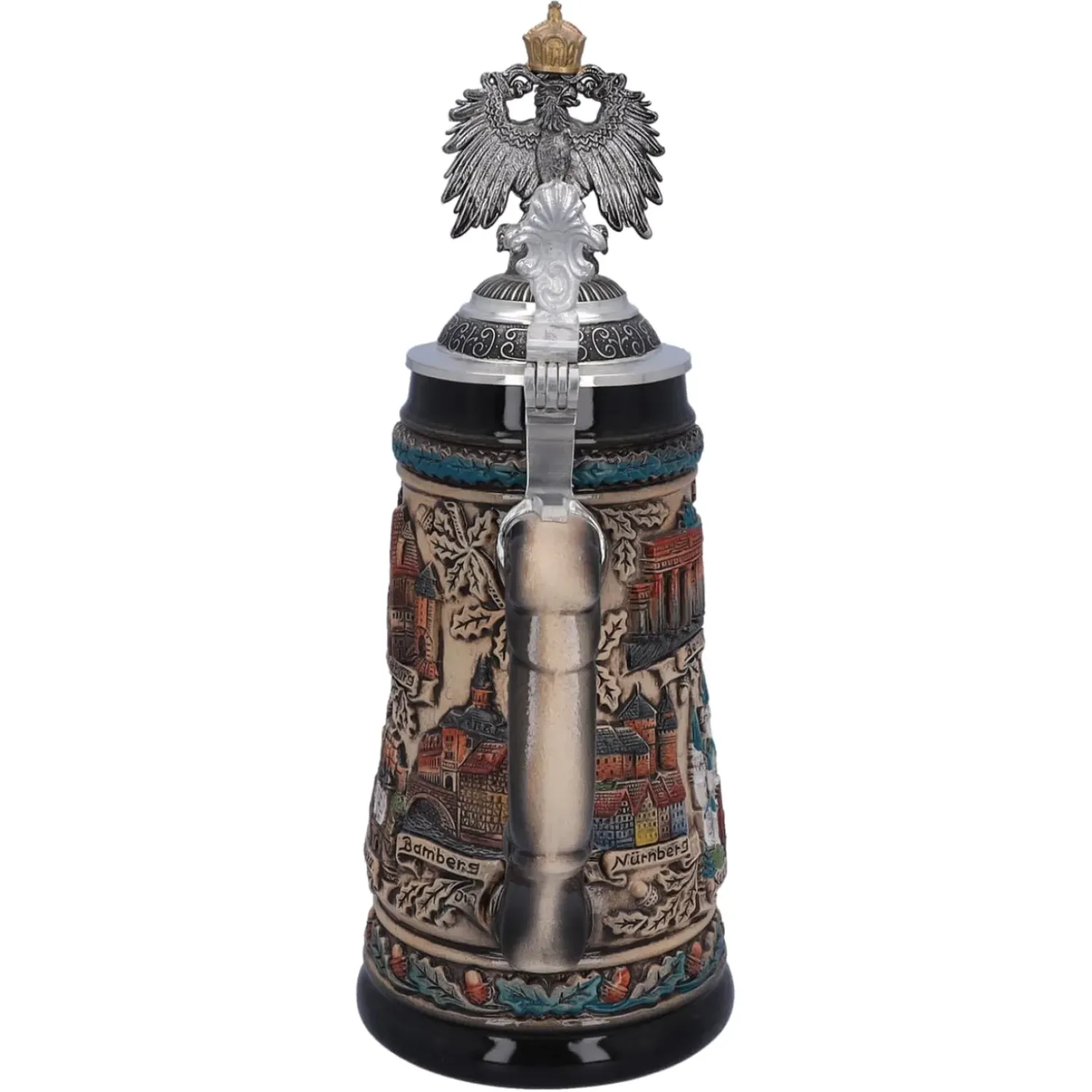 Käthe Wohlfahrt Bierkrug Mit Zinnadler "Deutschland", Bunt-Natur, 0,5 Liter