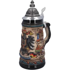 Käthe Wohlfahrt Bierkrug Mit Zinndeckel "Deutschland", Bunt-Natur, 0,5L