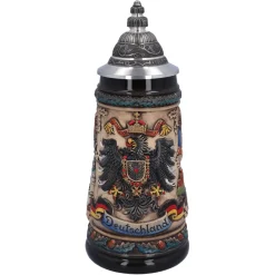 Käthe Wohlfahrt Bierkrug Mit Zinndeckel "Deutschland", Bunt-Natur, 0,5L