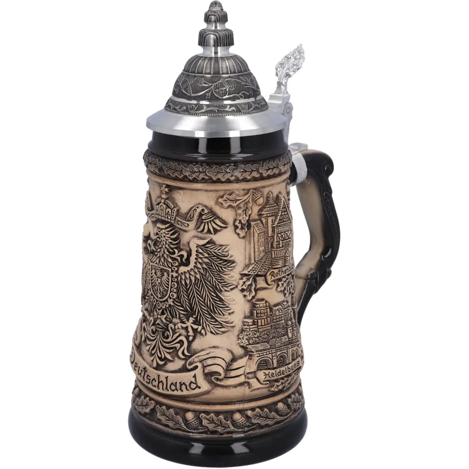 Käthe Wohlfahrt Bierkrug Mit Zinndeckel "Deutschland", Natur, 0,5L