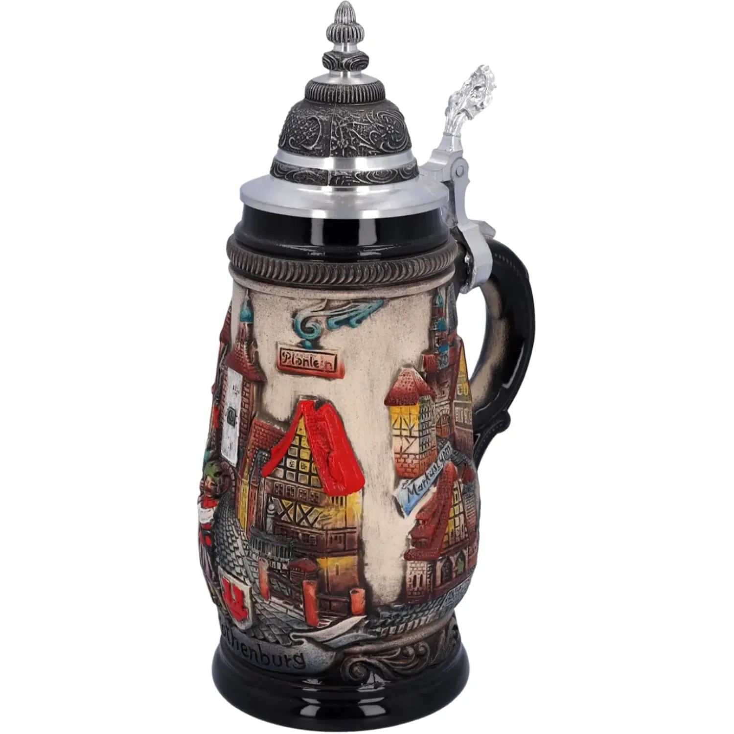 Käthe Wohlfahrt Bierkrug Mit Zinndeckel "Rothenburg", Natur, 0,25 L