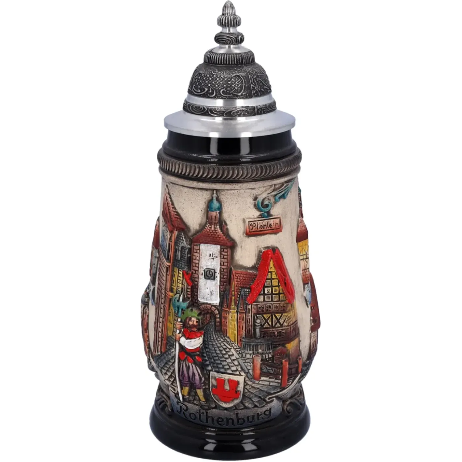 Käthe Wohlfahrt Bierkrug Mit Zinndeckel "Rothenburg", Natur, 0,25 L