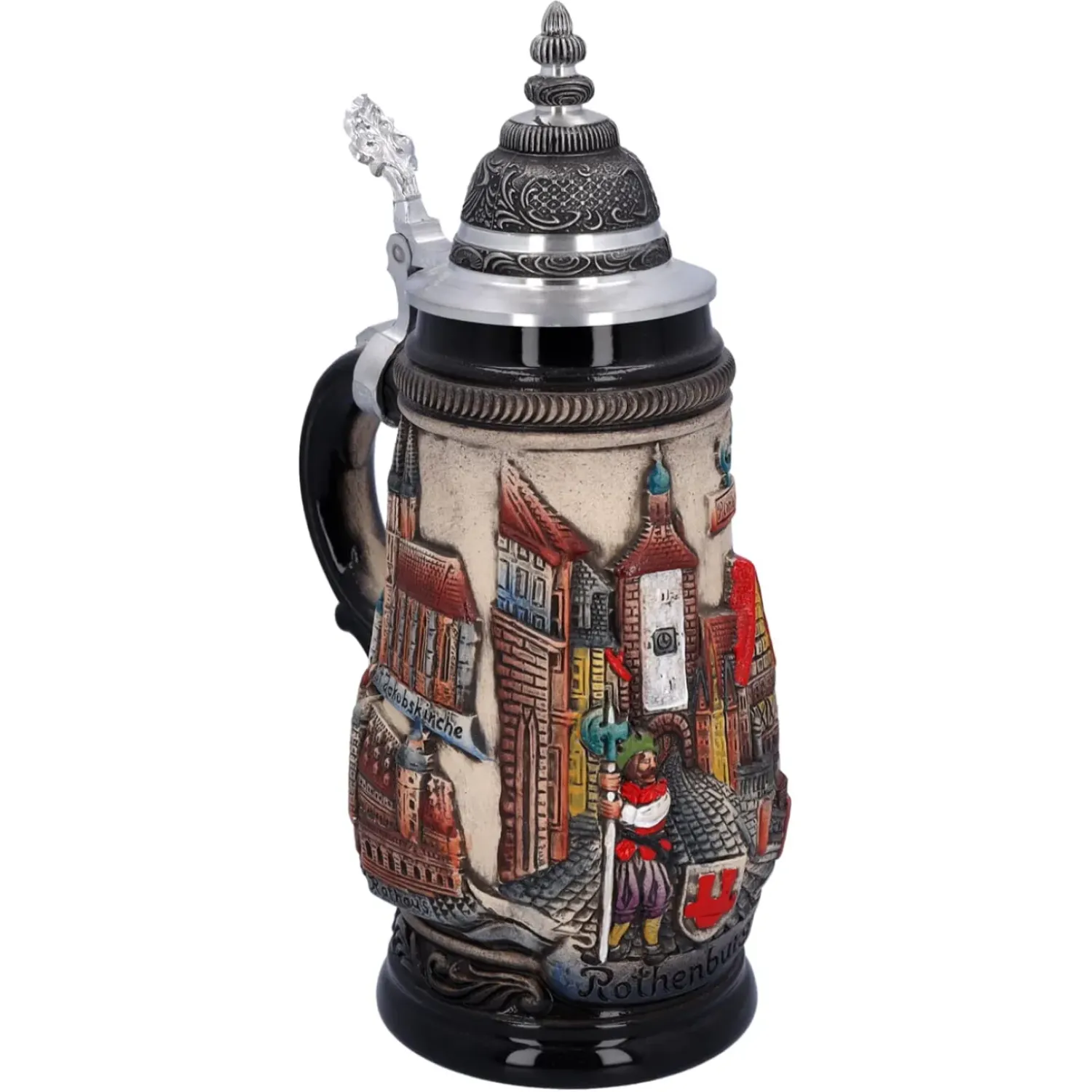 Käthe Wohlfahrt Bierkrug Mit Zinndeckel "Rothenburg", Natur, 0,25 L