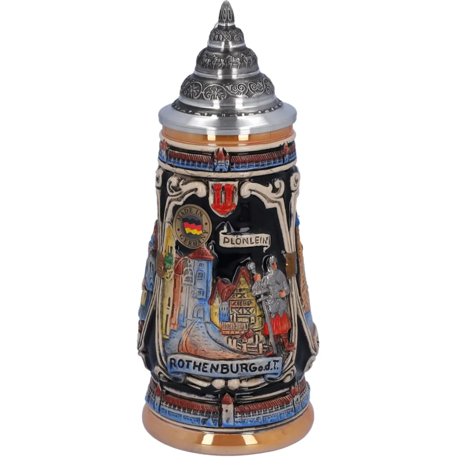 Käthe Wohlfahrt Bierkrug Mit Zinndeckel "Rothenburg Mit Ritter", 0,25 L