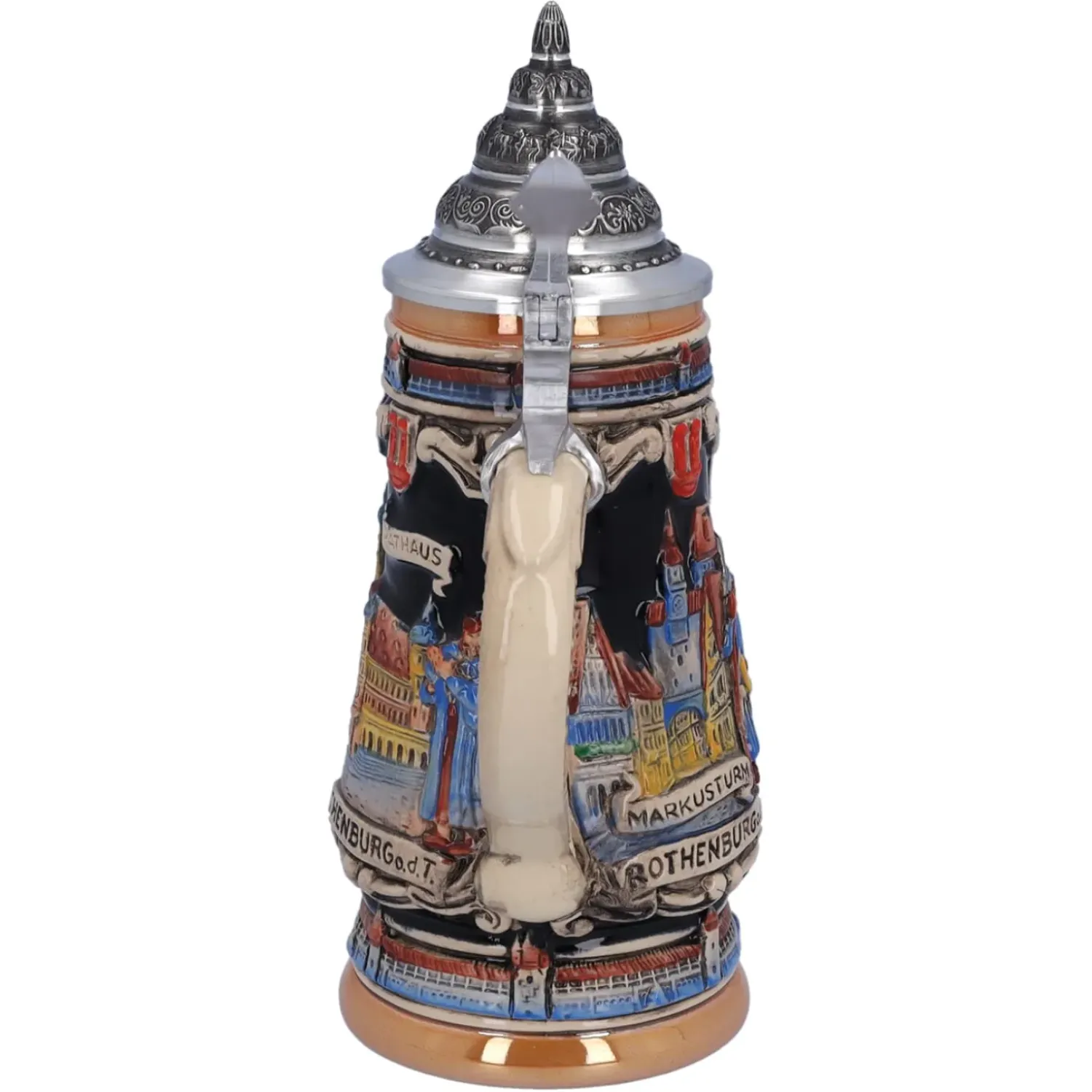 Käthe Wohlfahrt Bierkrug Mit Zinndeckel "Rothenburg Mit Ritter", 0,25 L