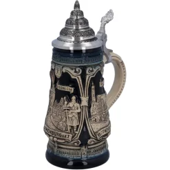 Käthe Wohlfahrt Bierkrug Mit Zinndeckel "Rothenburg Mit Ritter", 0,25L