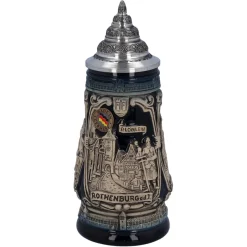 Käthe Wohlfahrt Bierkrug Mit Zinndeckel "Rothenburg Mit Ritter", 0,25L