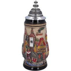 Käthe Wohlfahrt Bierkrug Mit Zinndeckel "Rothenburg", Natur, 0,5L