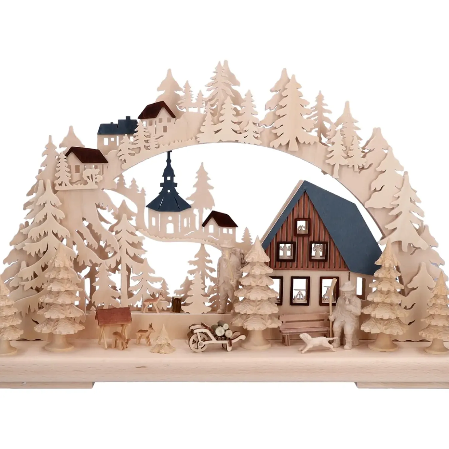 RATAGS Holzdesign 3-D Schwibbögen "Holzfallerhaus", 230V Mit Usb A-Anschluss