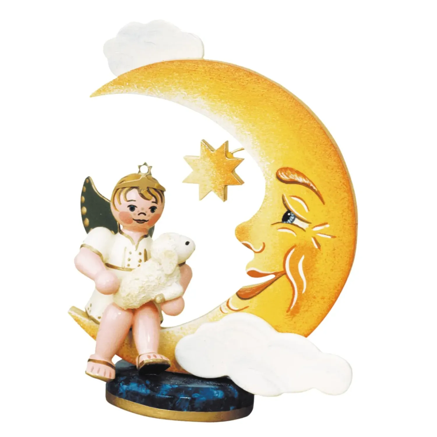 Hubrig Volkskunst Engelbub Auf Mond Mit Schafchen