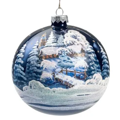 Käthe Wohlfahrt Glaskugel Blau Kirche Im Winter, 12 Cm