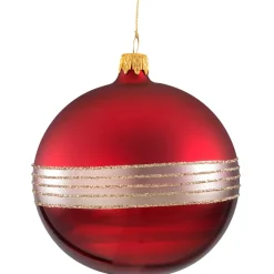 Käthe Wohlfahrt Glaskugel Bordeaux Matt Mit Glitterband, 10Cm