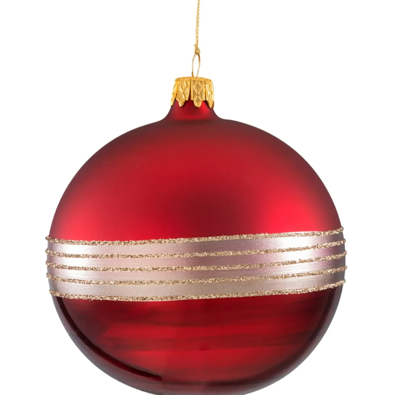 Käthe Wohlfahrt Glaskugel Bordeaux Matt Mit Glitterband, 10Cm