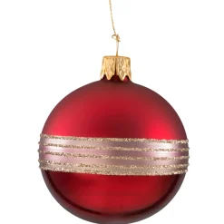 Käthe Wohlfahrt Glaskugel Bordeaux Matt/Lack Mit Glitterband, 6Cm