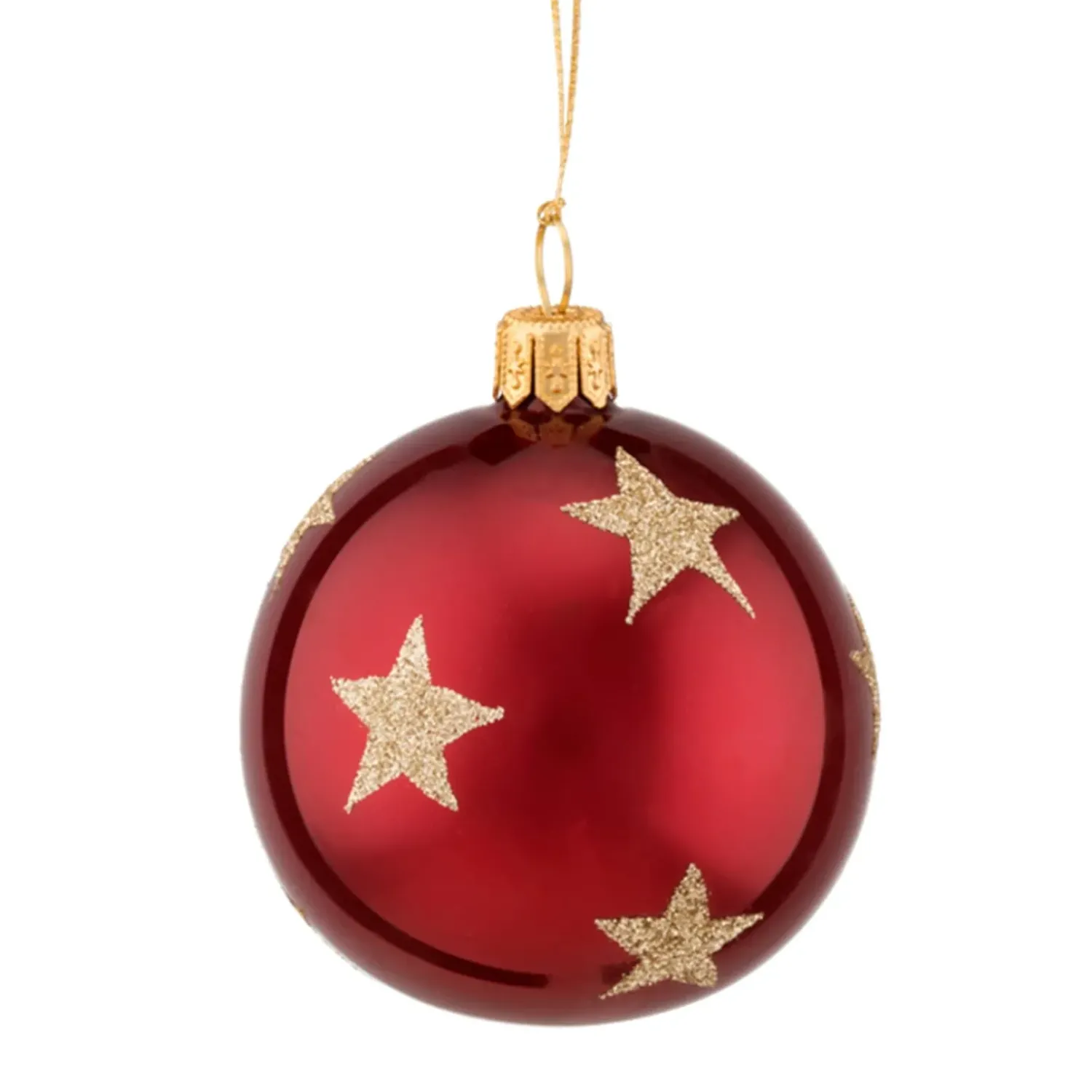 Käthe Wohlfahrt Glaskugel Bordeaux Mit Goldsternen, 6 Cm