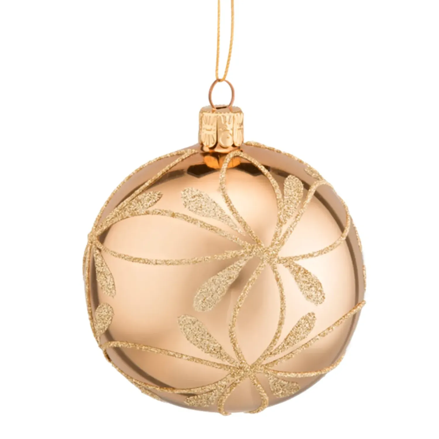 Käthe Wohlfahrt Glaskugel Gold Mit Blutennetz, 8 Cm