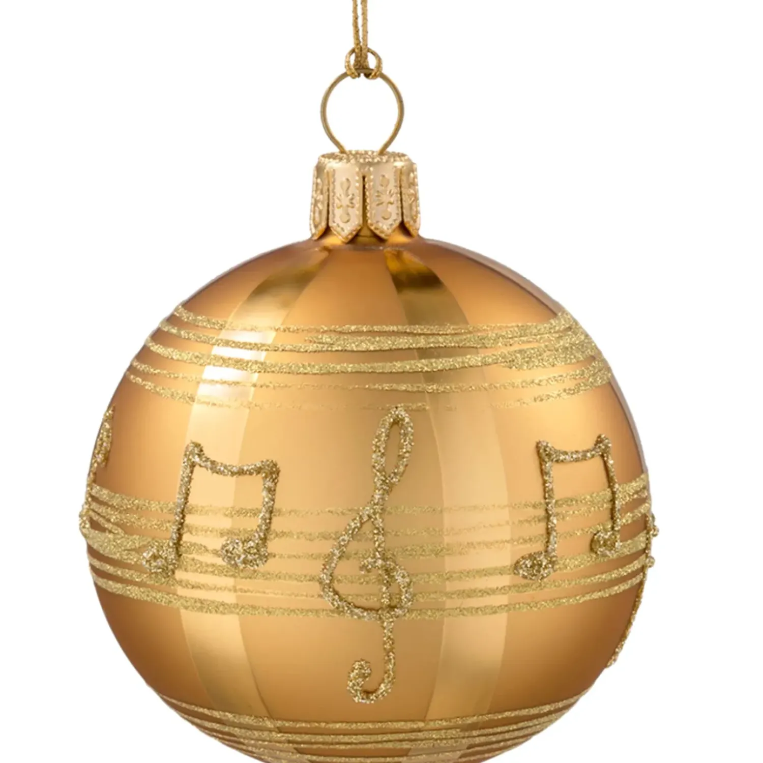 Käthe Wohlfahrt Glaskugel Gold Mit Noten, 8 Cm