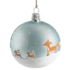 Käthe Wohlfahrt Glaskugel Graublau Mit Waldtieren, 7Cm