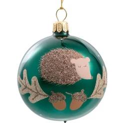 Käthe Wohlfahrt Glaskugel Grun Mit Igel, 7 Cm