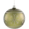 Käthe Wohlfahrt Glaskugel Grun Mit Weisem Muster, 8 Cm
