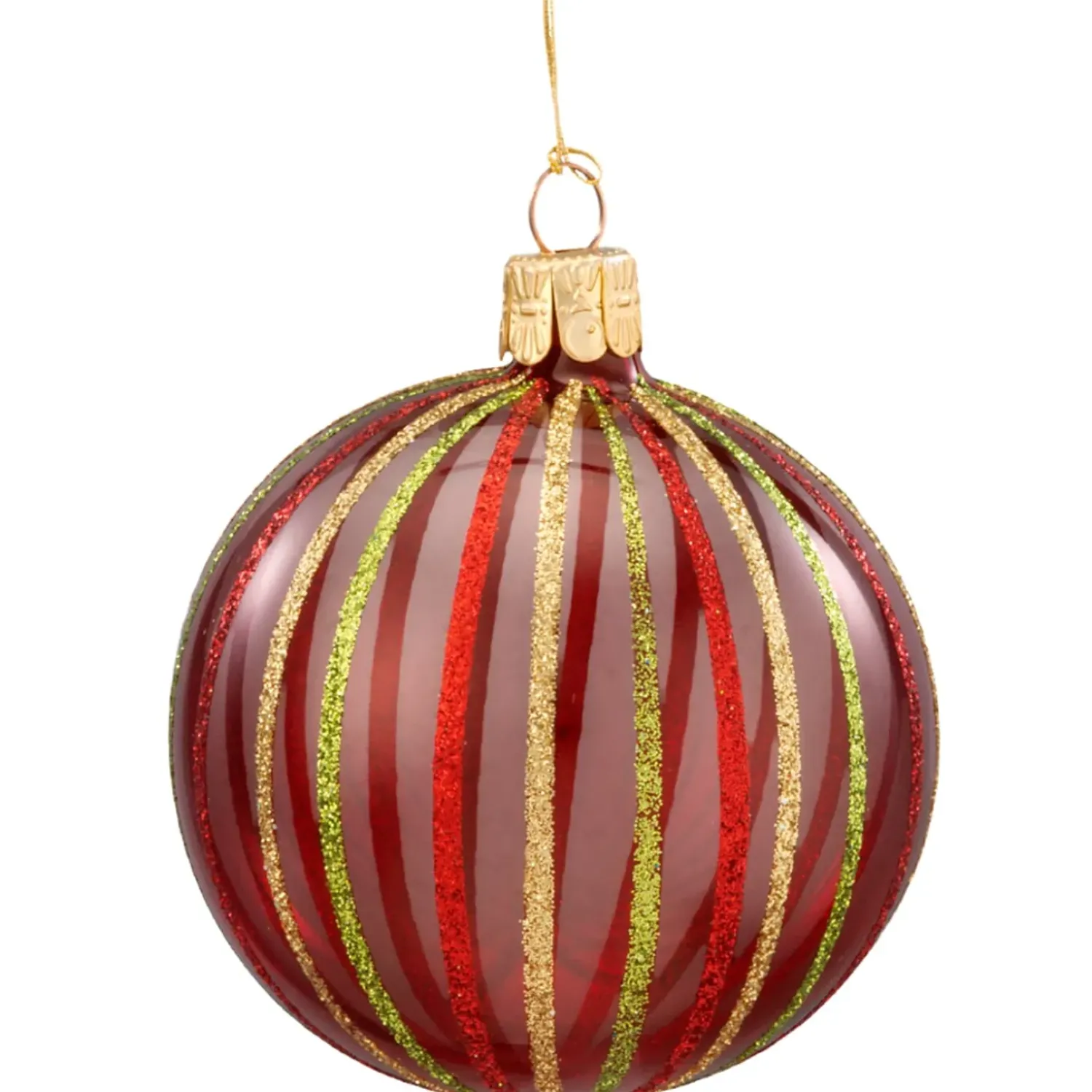 Käthe Wohlfahrt Glaskugel Klar Mit Bunten Streifen, 7 Cm