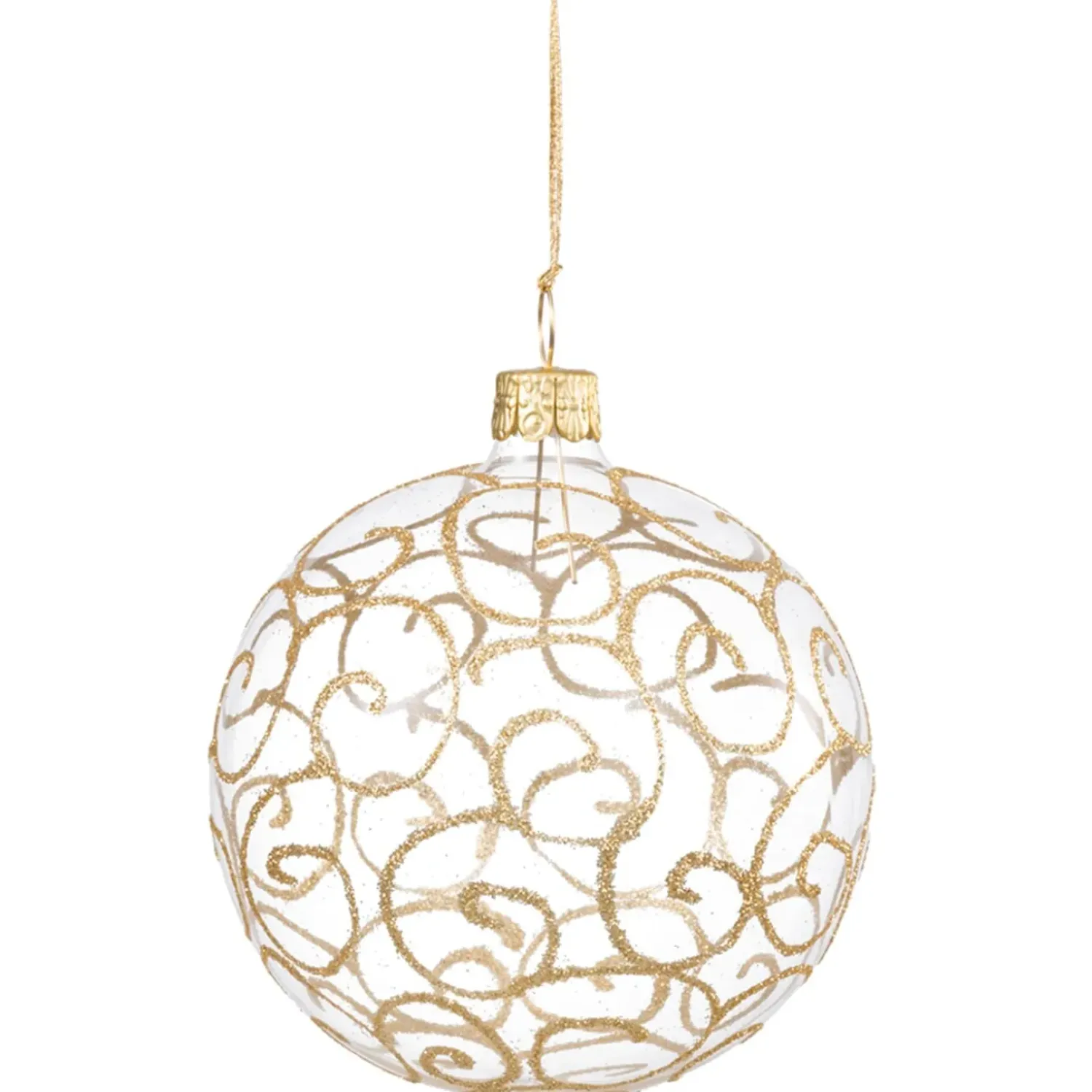 Käthe Wohlfahrt Glaskugel Klar Mit Goldschnorkeln, 6 Cm