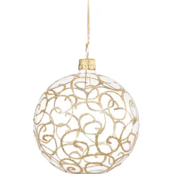 Käthe Wohlfahrt Glaskugel Klar Mit Goldschnorkeln, 8 Cm