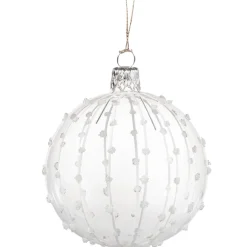 Käthe Wohlfahrt Glaskugel Klar Mit Weisem Glitzerdekor, 7 Cm