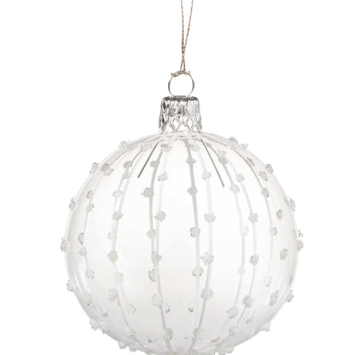 Käthe Wohlfahrt Glaskugel Klar Mit Weisem Glitzerdekor, 7 Cm