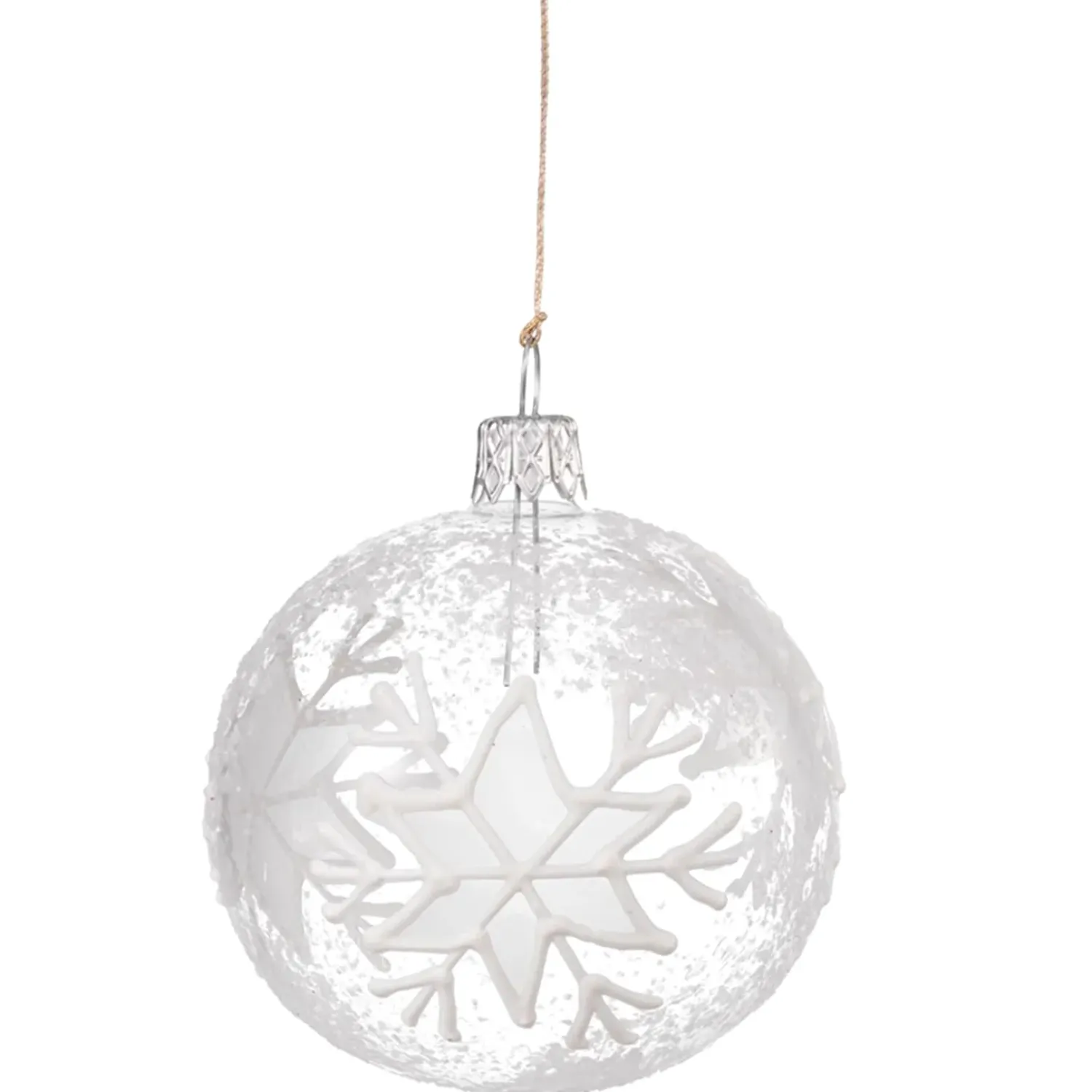 Käthe Wohlfahrt Glaskugel Klar Mit Weisen Flocken, 7 Cm