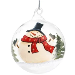 Käthe Wohlfahrt Glaskugel Klar Schneemann Mit Zylinder, 8 Cm