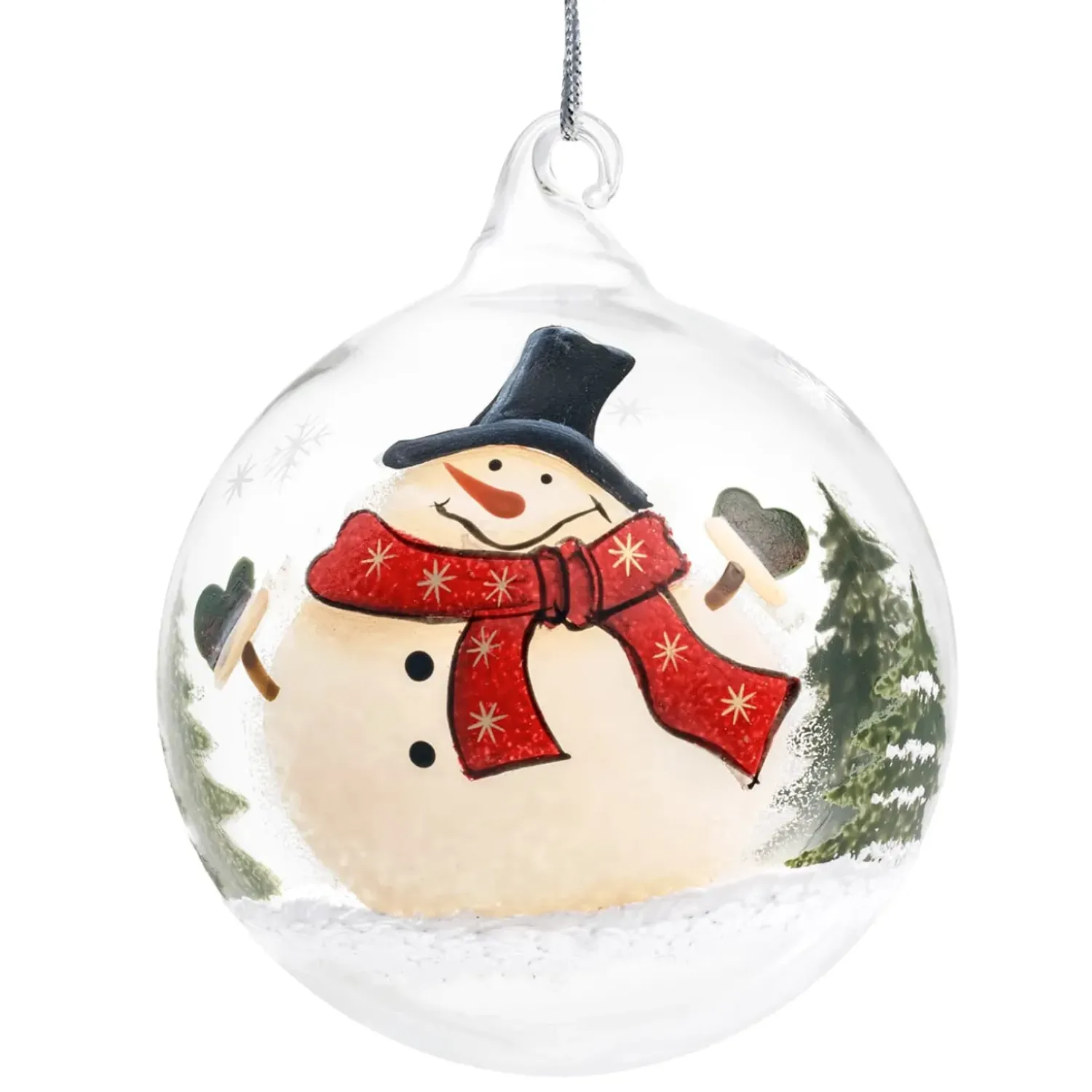 Käthe Wohlfahrt Glaskugel Klar Schneemann Mit Zylinder, 8 Cm