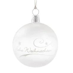 Käthe Wohlfahrt Glaskugel Klar/Weis „Frohe Weihnachten", 6 Cm