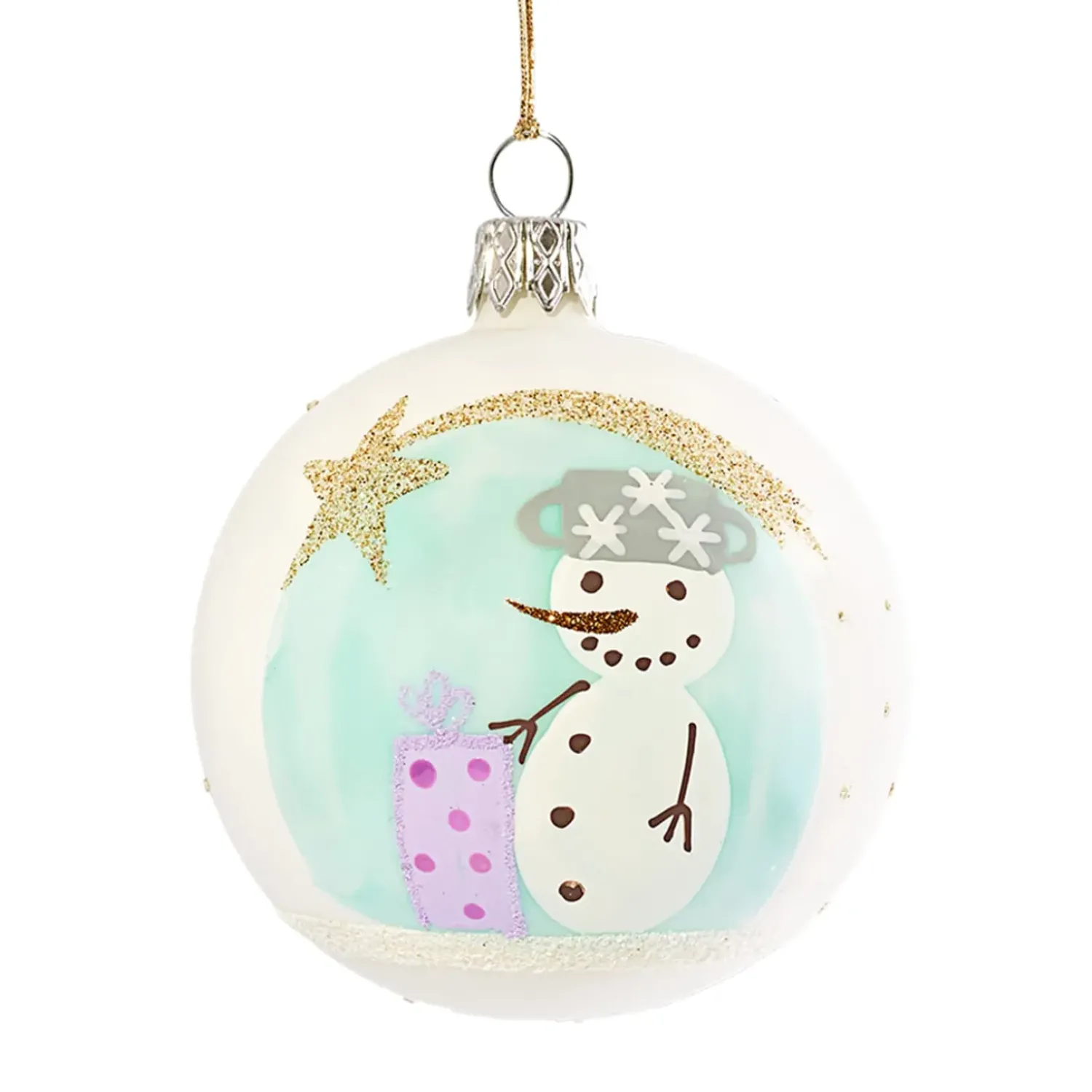 Käthe Wohlfahrt Glaskugel Mit Schneemann Und Sternschnuppe, 7Cm