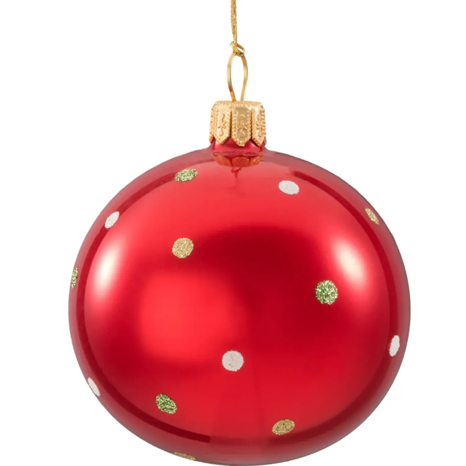 Käthe Wohlfahrt Glaskugel Opal Rot Mit Punkten, 7 Cm