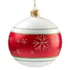 Käthe Wohlfahrt Glaskugel Opal Weis Mit Rotem Flockenband, 8 Cm