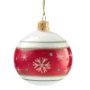 Käthe Wohlfahrt Glaskugel Opal Weis Mit Rotem Flockenband, 6 Cm