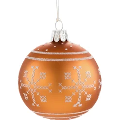 Käthe Wohlfahrt Glaskugel Orange Mit Weisem Muster, 7 Cm