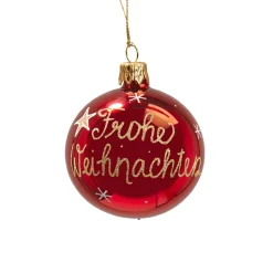 Käthe Wohlfahrt Glaskugel Rot "Frohe Weihnachten", 6 Cm