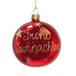 Käthe Wohlfahrt Glaskugel Rot "Frohe Weihnachten", 8 Cm