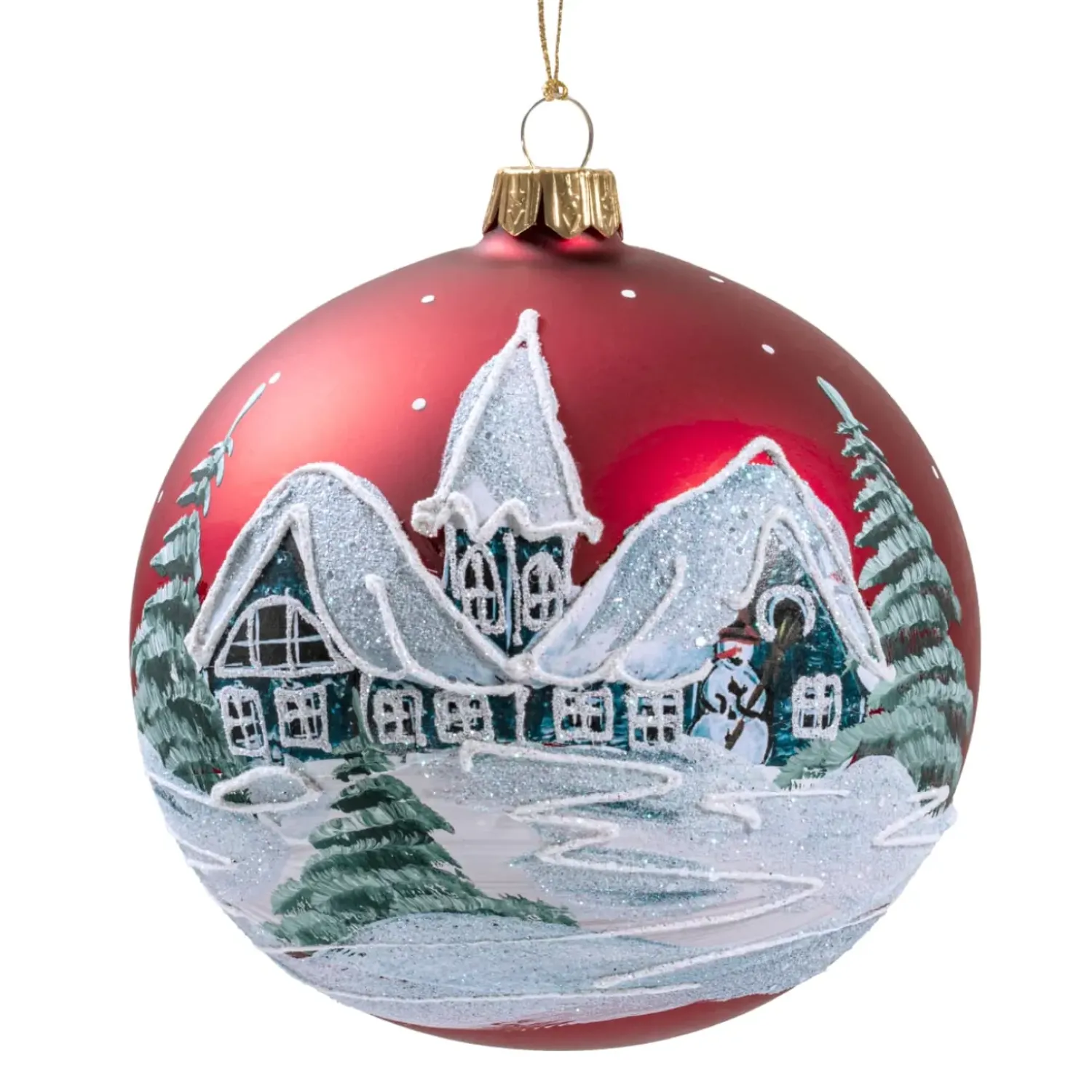 Käthe Wohlfahrt Glaskugel Rot Matt Winterdorf, 10 Cm