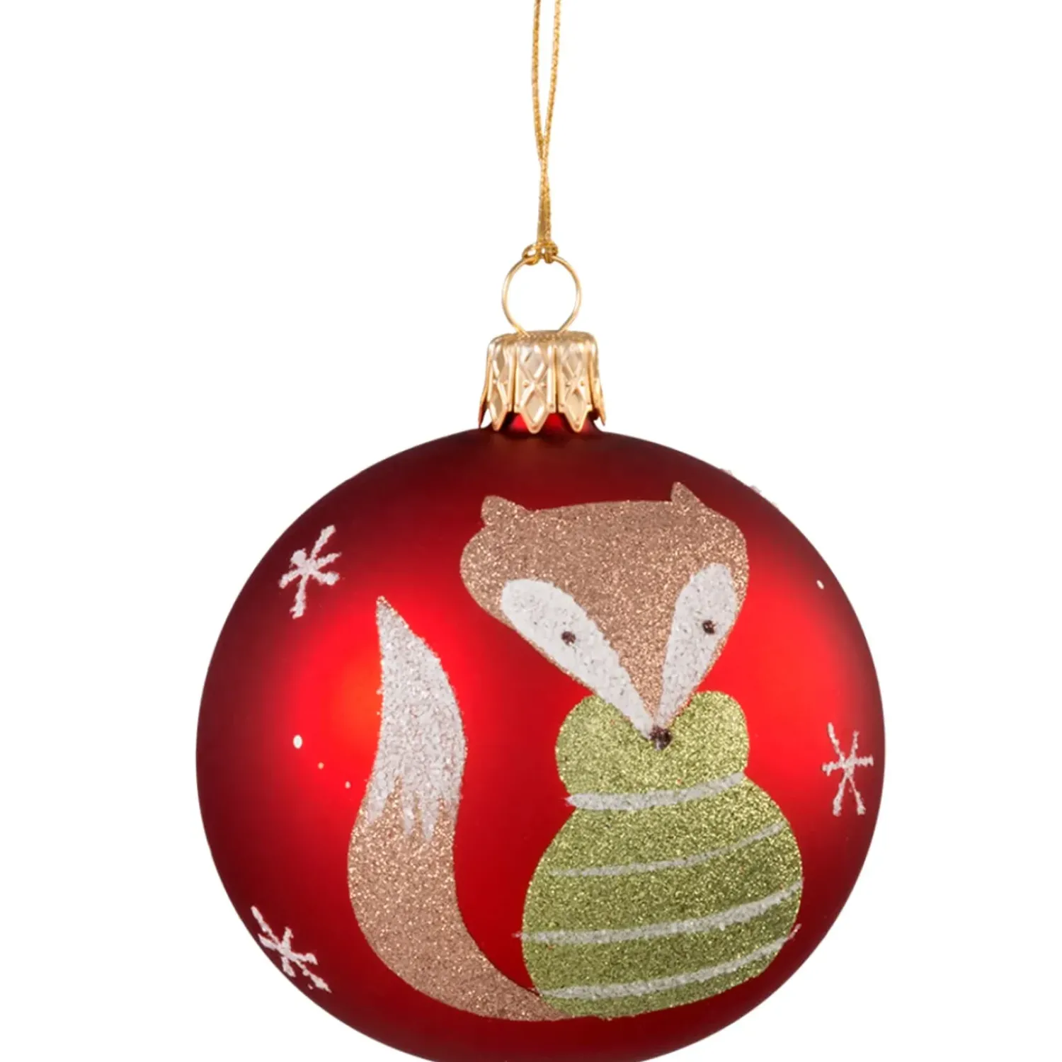 Käthe Wohlfahrt Glaskugel Rot Mit Fuchs, 7 Cm