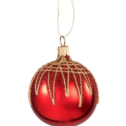 Käthe Wohlfahrt Glaskugel Rot Mit Glitterdach, 6 Cm