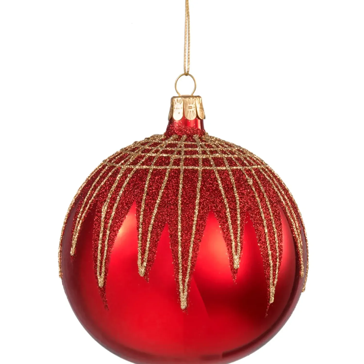 Käthe Wohlfahrt Glaskugel Rot Mit Glitterdach, 10 Cm