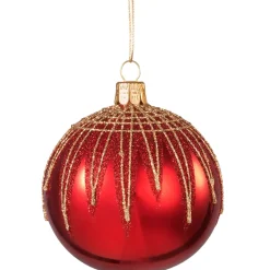 Käthe Wohlfahrt Glaskugel Rot Mit Glitterdach, 8 Cm