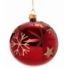 Käthe Wohlfahrt Glaskugel Rot Mit Goldenen Sternen Und Flocken, 10Cm