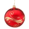Käthe Wohlfahrt Glaskugel Rot Mit Goldfarbener Verzierung, 10 Cm